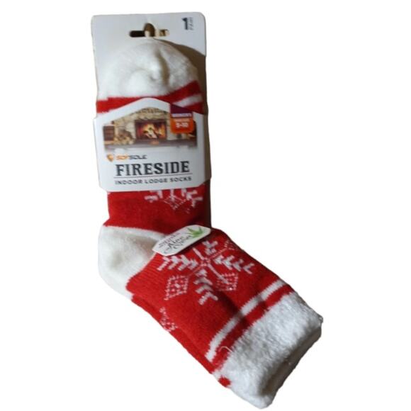 Sofsole Fireside Indoor Lodge Socks Red Snowflake - Picture 1 of 4